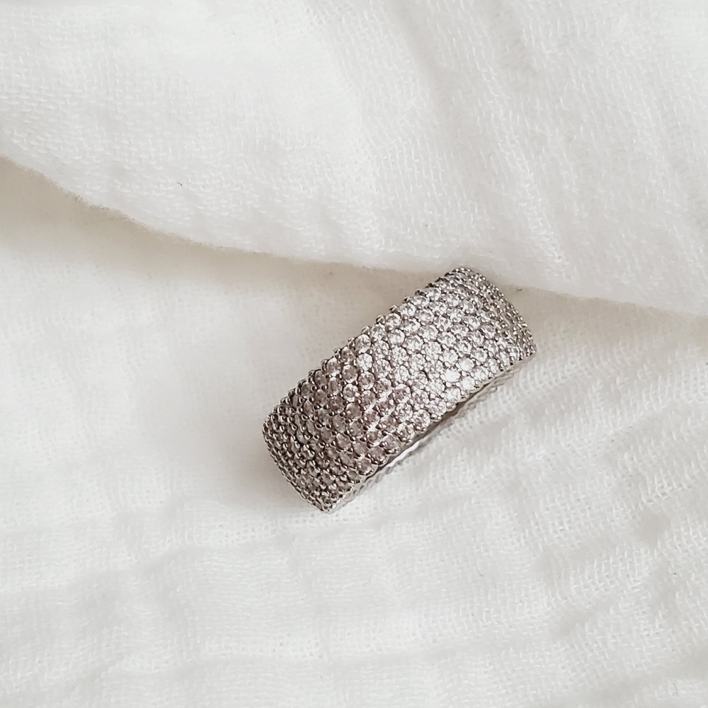 925 Sterling Silver Diamond  Eternity Ring - Picture 13 of 16